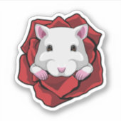 Hamster met Roos Sticker (Voorkant)