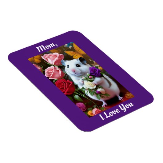 Hamster met Rozen Moederdag Magnet Magneet (Rechterzijde)