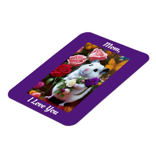 Hamster met Rozen Moederdag Magnet Magneet (Linkerzijde)