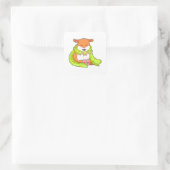 Hamster met Scarf Vierkante Sticker (Tas)