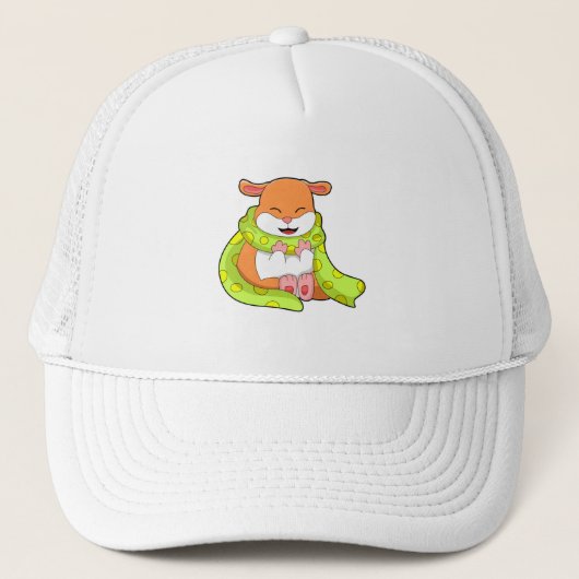 Hamster met sjaal trucker pet (Voorkant)