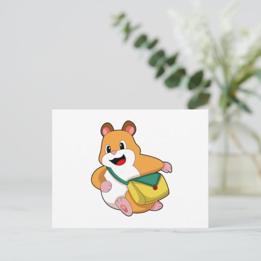 Hamster met tas.PNG Briefkaart (Staand voorkant)