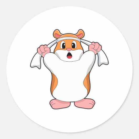 Hamster met Towel Ronde Sticker (Voorkant)