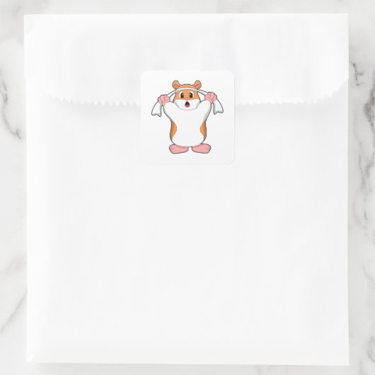 Hamster met Towel Vierkante Sticker (Tas)