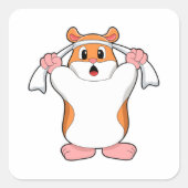 Hamster met Towel Vierkante Sticker (Voorkant)