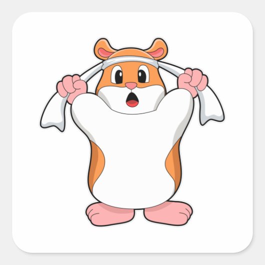 Hamster met Towel Vierkante Sticker (Voorkant)