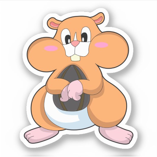 Hamster met Walnut Sticker (Voorkant)