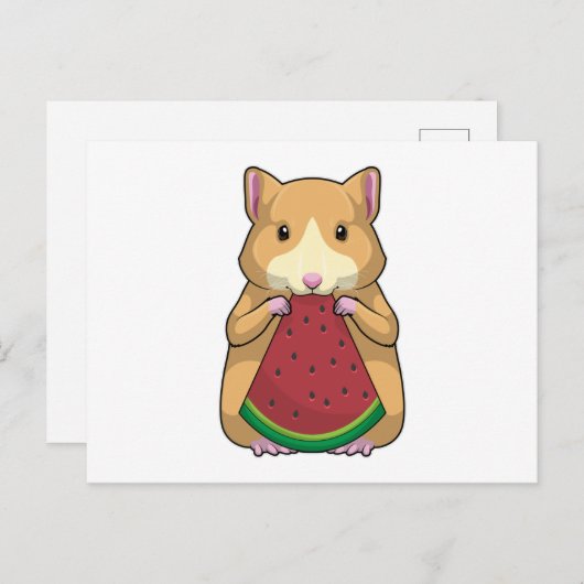 Hamster met watermeloen briefkaart (Voorkant / Achterkant)