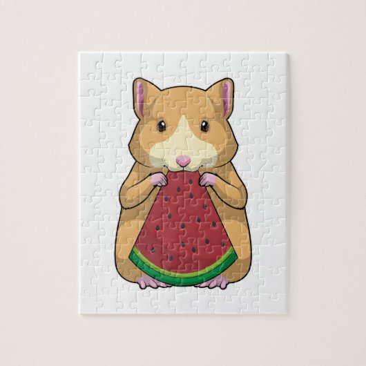 Hamster met Watermeloen Legpuzzel (Verticaal)
