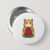 Hamster met Watermeloen Ronde Button 7,6 Cm (Voorkant /achterkant)