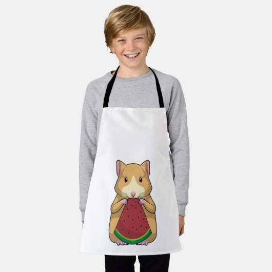 Hamster met Watermeloen Schort (Gedragen)