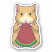 Hamster met Watermeloen Sticker (Voorkant)