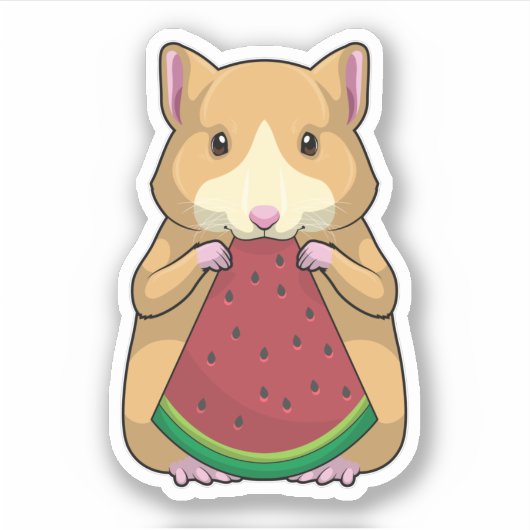 Hamster met Watermeloen Sticker (Voorkant)