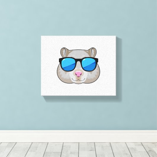 Hamster met zonnebril canvas afdruk (Insitu (Houten vloer))