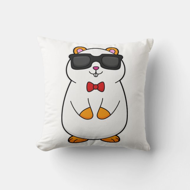 Hamster met zonnebril & vlinderdas kussen (Voorkant)