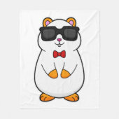 Hamster met zonnebrillen en stropdas met zwoerd fleece deken (Voorkant)