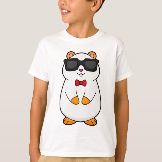 Hamster met zonnebrillen en stropdas met zwoerd t-shirt (Voorkant)
