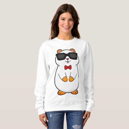 Hamster met zonnebrillen en stropdas met zwoerd trui (Voorkant volledig)