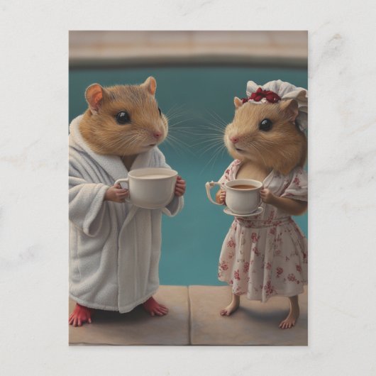 Hamster Morning at the Pool Briefkaart (Voorkant)