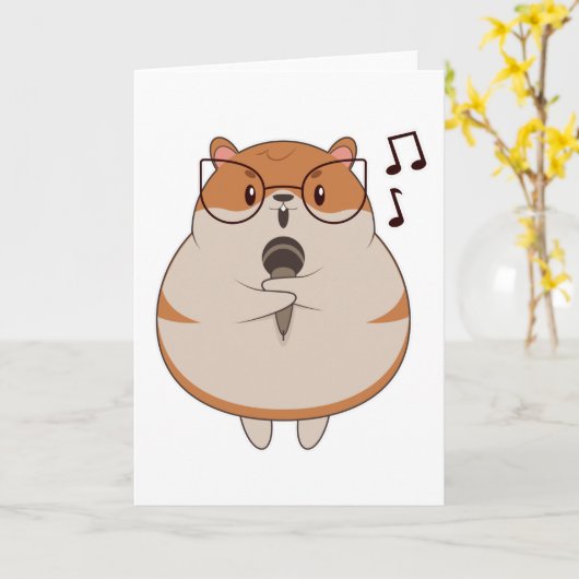 Hamster - Muziek met Microfoon Kaart (Gele Bloem)