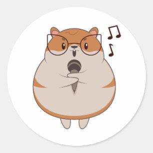 Hamster - Muziek met microfoon Ronde Sticker