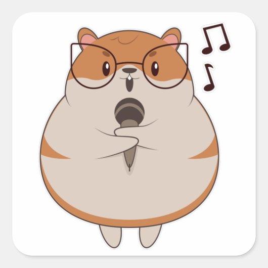 Hamster - Muziek met microfoon Vierkante Sticker (Voorkant)