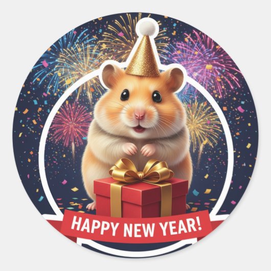 Hamster New Year Celebration Sticker (Voorkant)