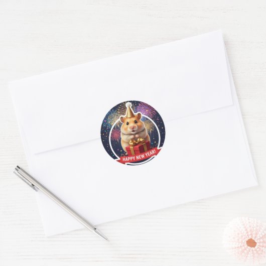 Hamster New Year Celebration Sticker (Envelop)