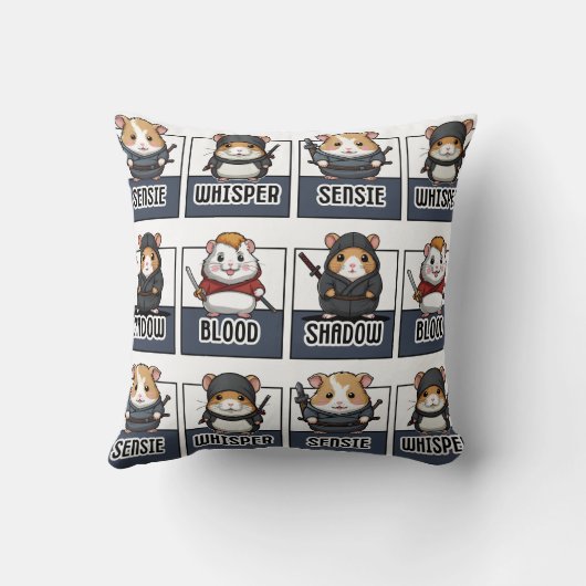 Hamster Ninja Print Kussen (Achterkant)