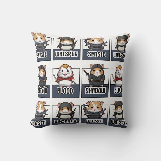 Hamster Ninja Print Kussen (Voorkant)
