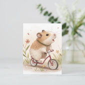 Hamster op de fiets briefkaart (Staand voorkant)
