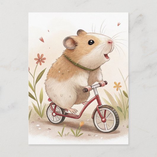 Hamster op de fiets briefkaart (Voorkant)