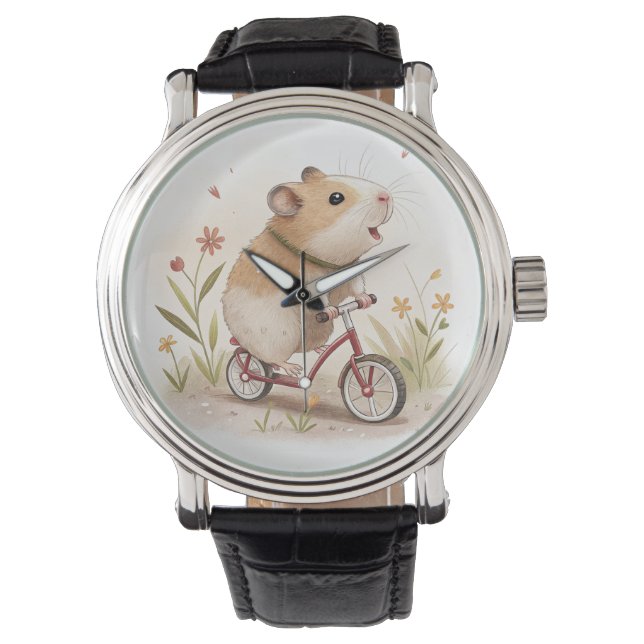 Hamster op de fiets horloge (Voorkant)