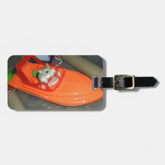 Hamster op een boot bagagelabel (Voorkant horizontaal)