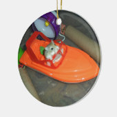 Hamster op een boot keramisch ornament (Links)