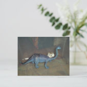 Hamster op een dinosaurus briefkaart (Staand voorkant)
