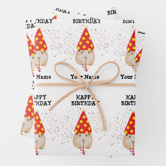Hamster Parting - Dieren op Birthday Party Name Inpakpapier Vel (In situ)