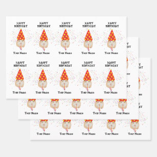 Hamster Parting - Dieren op Birthday Party Name Inpakpapier Vel