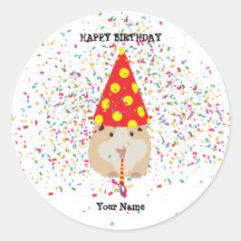 Hamster Parting - Dieren op Birthday Party Name Ronde Sticker