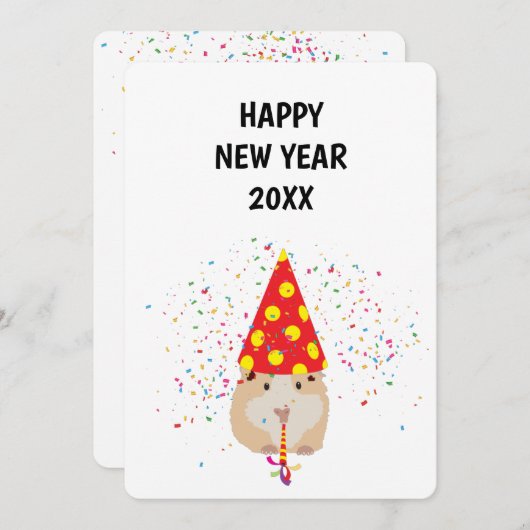 Hamster Parting - Dimals Holiday New Years Card Feestdagenkaart (Voorkant / Achterkant)