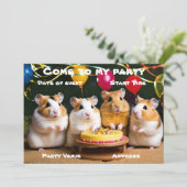 Hamster Party uitnodiging (Staand voorkant)