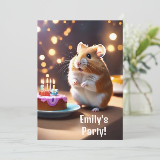 Hamster Party uitnodiging (Staand voorkant)