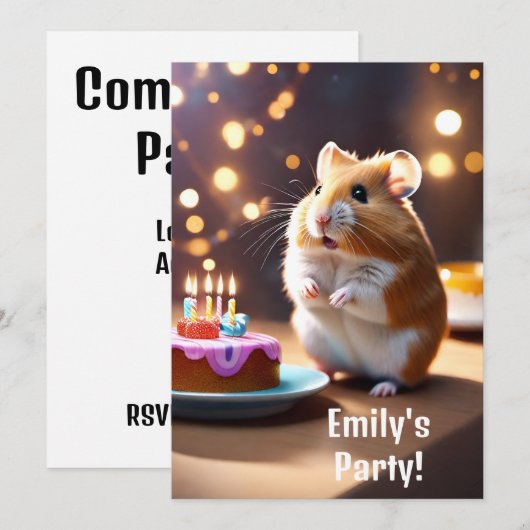 Hamster Party uitnodiging (Voorkant / Achterkant)