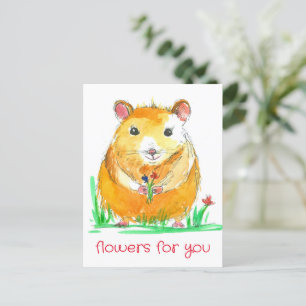 Hamster Pet Flower Bouquet Kind Words Briefkaart