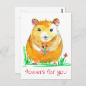 Hamster Pet Flower Bouquet Kind Words Briefkaart (Voorkant / Achterkant)