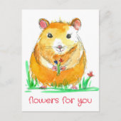 Hamster Pet Flower Bouquet Kind Words Briefkaart (Voorkant)