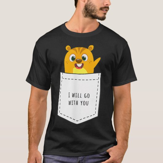 Hamster Pocket Ik ga met je knaagdiermuis T-shirt (Voorkant)