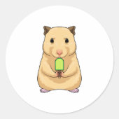 Hamster Popsicle Ronde Sticker (Voorkant)