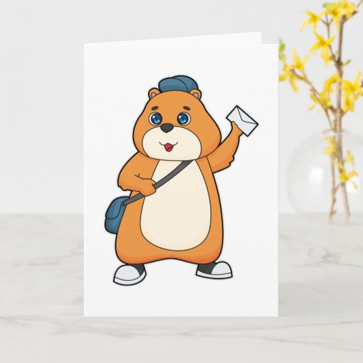 Hamster Postman Letter Kaart (Gele Bloem)