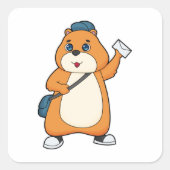 Hamster Postman Letter Vierkante Sticker (Voorkant)